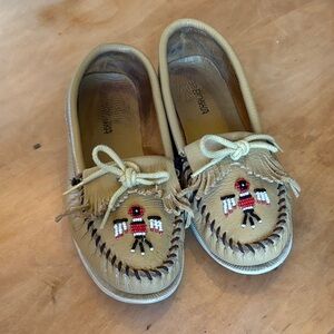 Minnetonka Thunderbird Moccasins with Beaded Bird Design